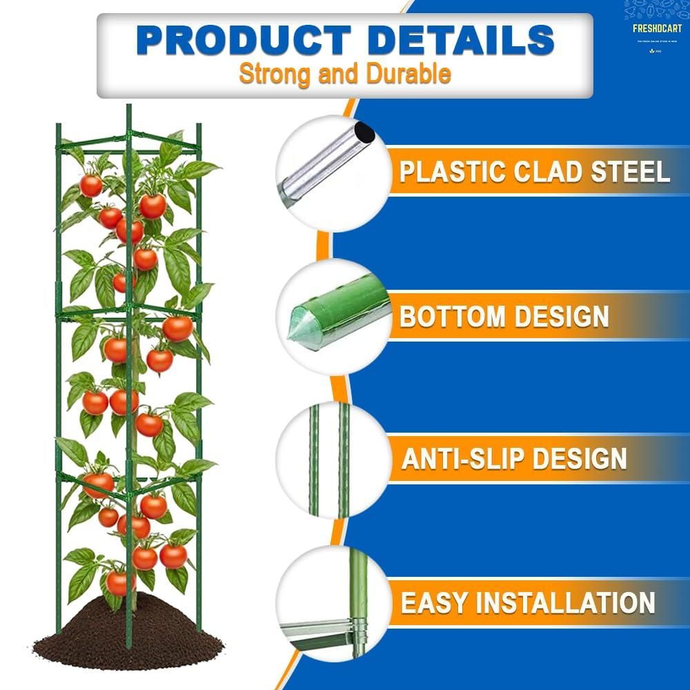 Plants Trellis Support with Plastic Coated Steel Anti-Slip for Climbing Vines, Flowers and Vegetables