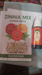 ZINNIA seeds pack of 1 (100 seeds approx) with Free Plant Growth Booster and Supplement Vol. 30ml